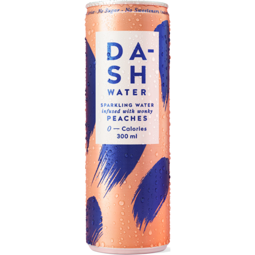 Dash Peaches Flavoured Sparkling Water - 24 x 300ml Cans