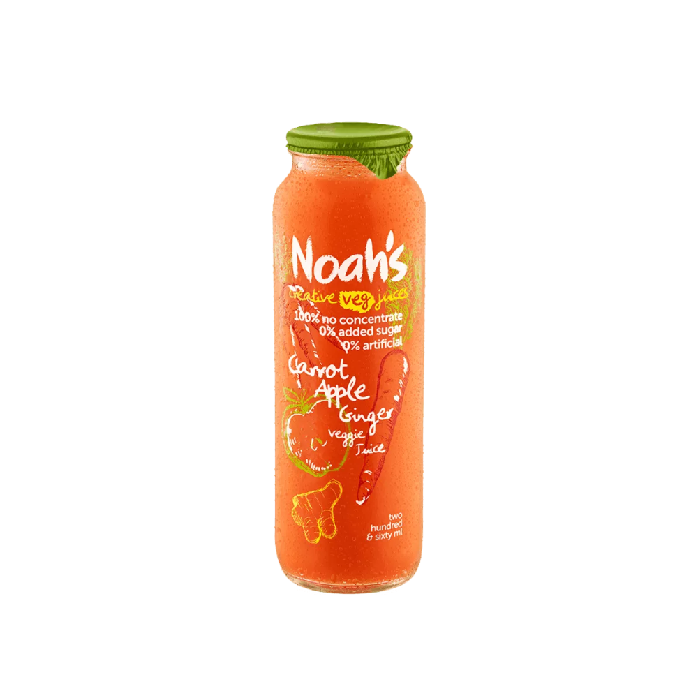 Noah's Carrot Apple Ginger Veggie Juice - 12 x 260ml Bottles