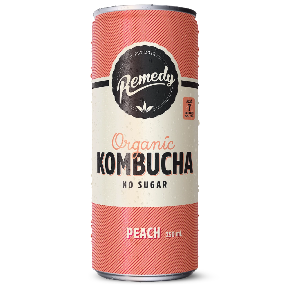Remedy Kombucha Peach - 24 x 250ml Cans