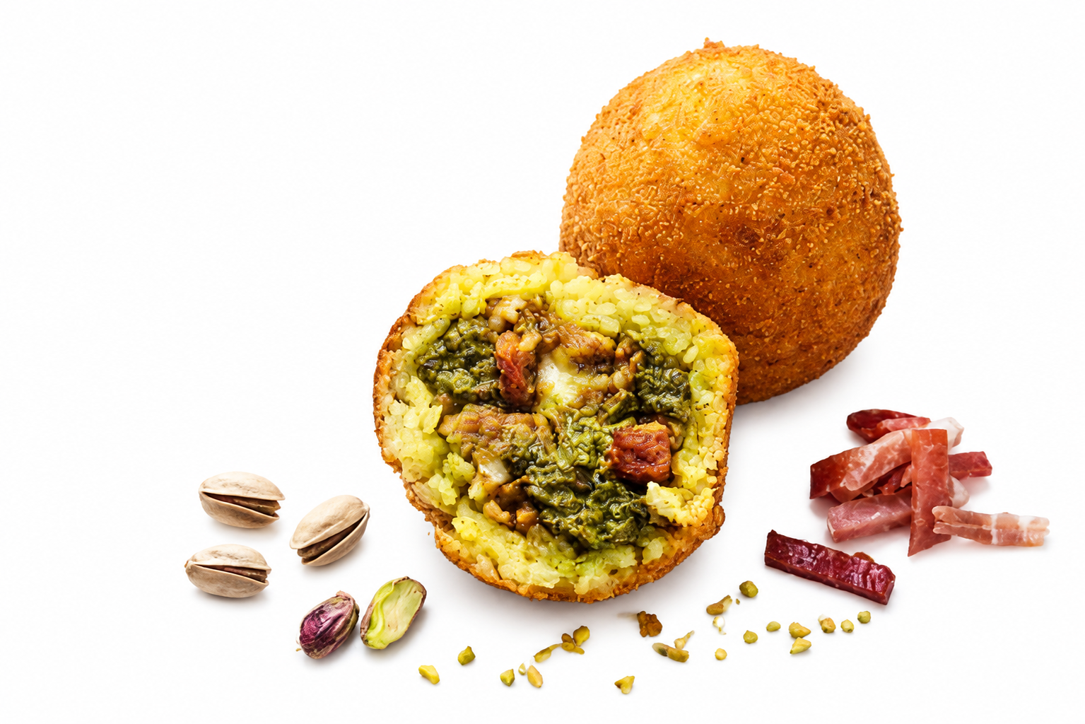 ARANCINI PISTACCHIO PANCETTA E PROVOLA PREFRIED 200G 16PZxBOX - CERERE